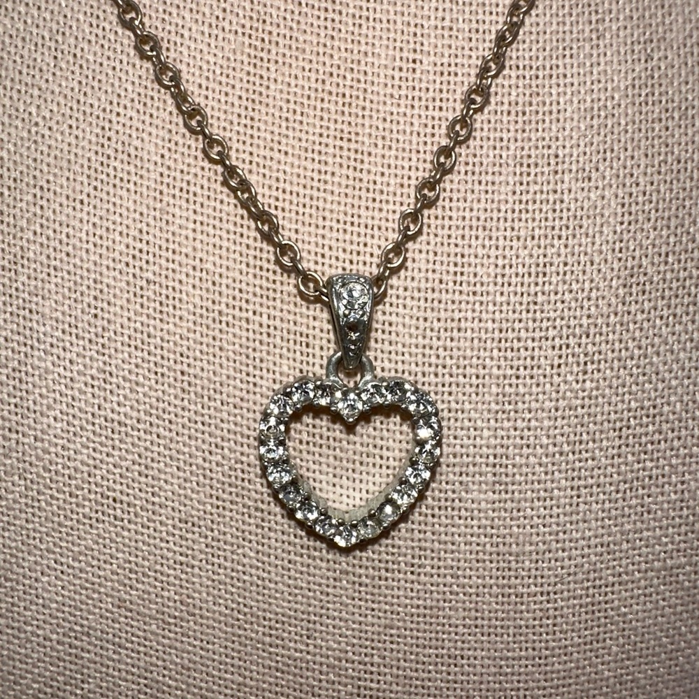 Liz and Co silvertone and rhinestone necklace